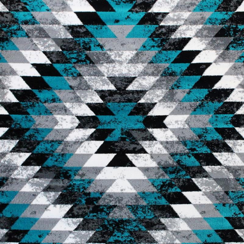 Teagan Collection Southwestern Area Rug - Olefin Rug with Jute Backing, Turquoise, 8' X 10'