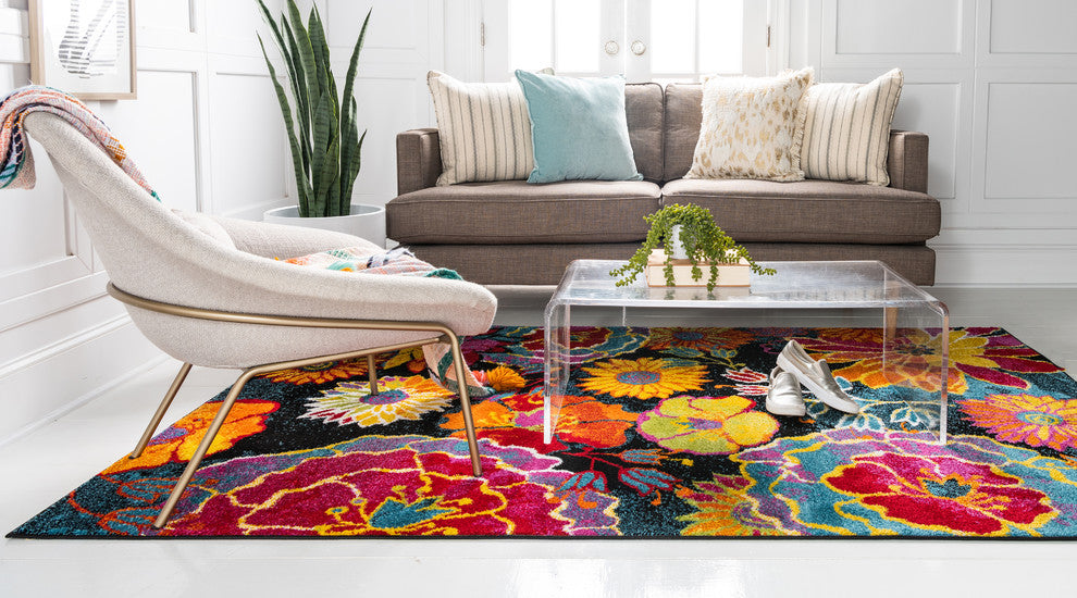 Unique Loom Black Lyon Kennedy 4' 0 x 6' 0 Area Rug