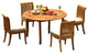 5-Piece Teak Set, 52" Round Table, 4 Giva Chairs, Sunbrella Cushion, Melon