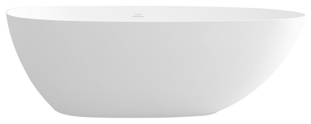 71in White Solid Surface Oval Freestanding Soaking Bathtub with Drain, 63in