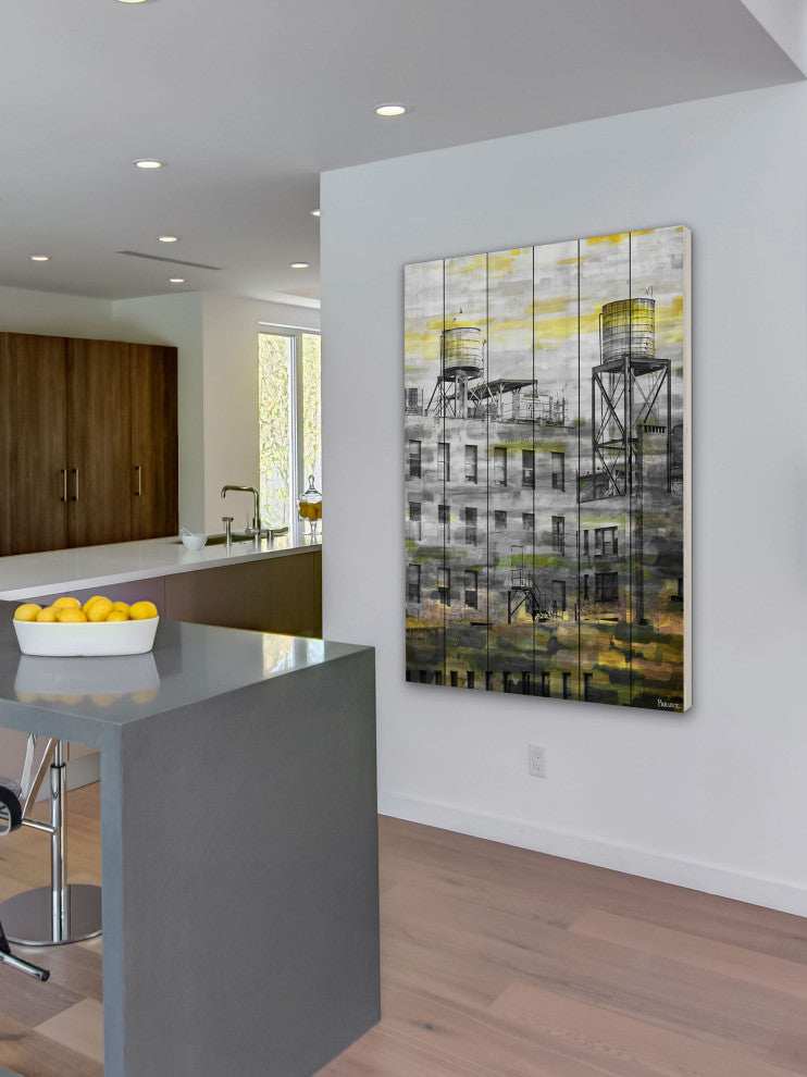 "Twin Silos" Print on White Wood, 24"x36"