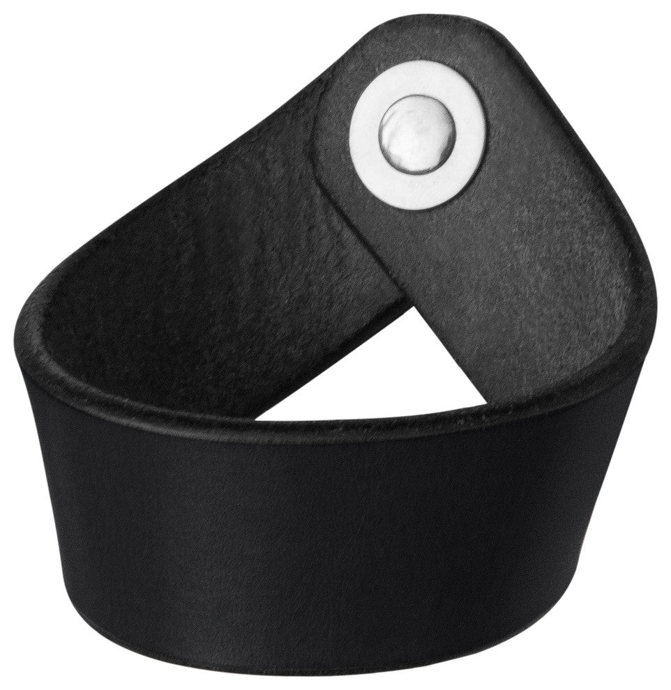 Leather Drawer Pull, The Fremont, Black, Nickel