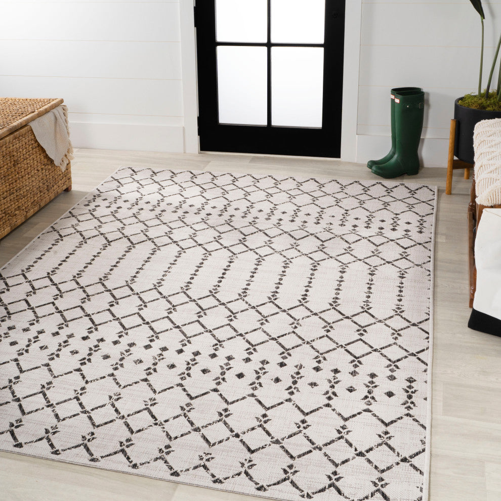 Ourika Moroccan Geometric Textured Weave Indoor/Outdoor Area Rug