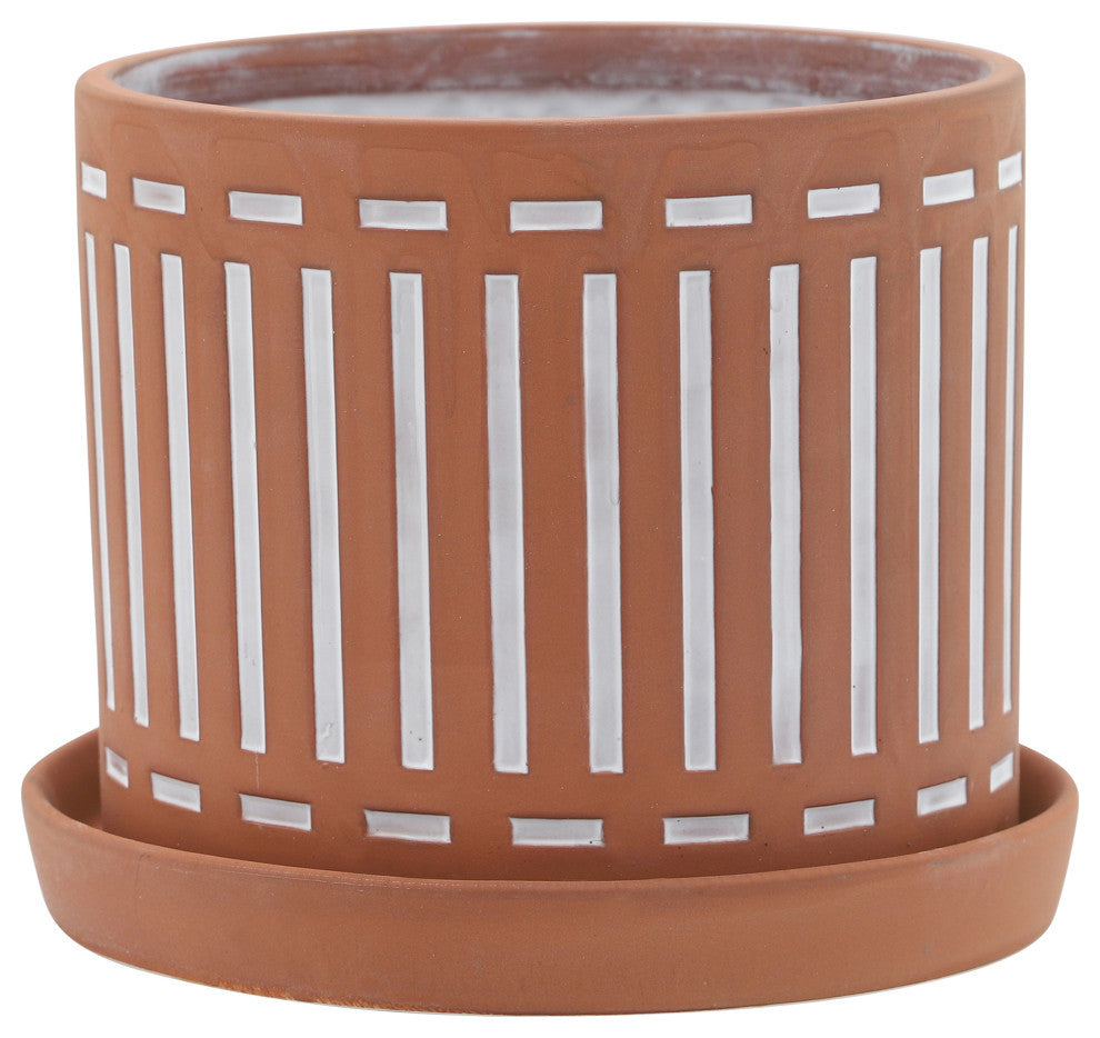 2-Piece Set Terracotta Planters With Saucer Orange