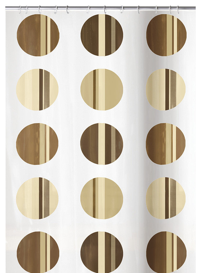 Luxury Circle Pattern Shower Curtain, Point, Toffee