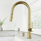 VIGO Greenwich 18" H Single Handle Pull-Down Sprayer Kitchen Faucet, Matte Brushed Gold, No Sensor, With Soap Dispenser