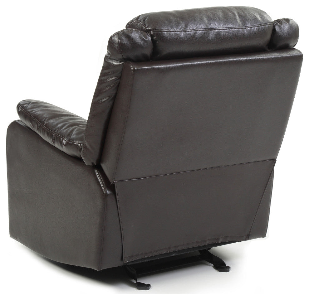 Osino Faux Leather Rocker Recliner, Dark Brown