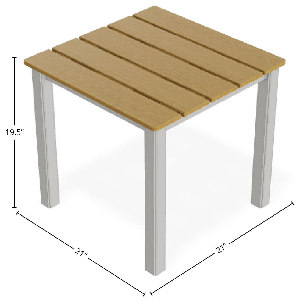 21" Square Rustic Outdoor End Table, Snow