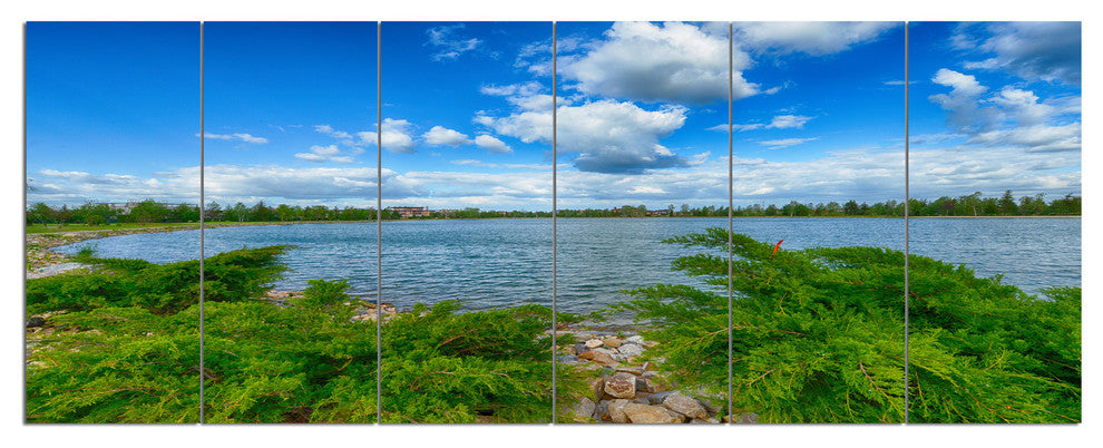Landscape with Green and Waters, Landscape Canvas Art Print, 70"x28", 6 Panels