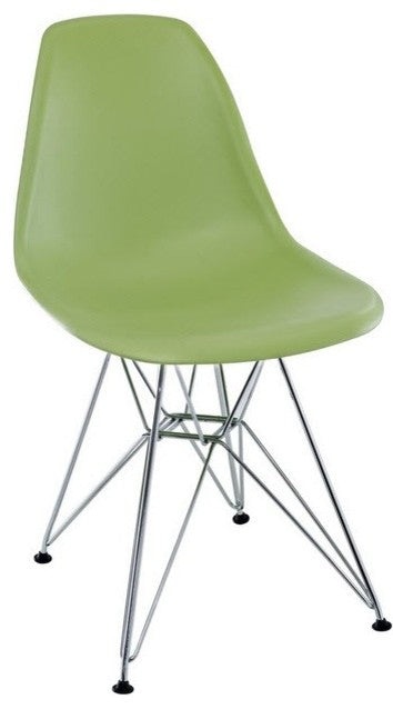 White Eiffel Side Chair Wire Base, Green