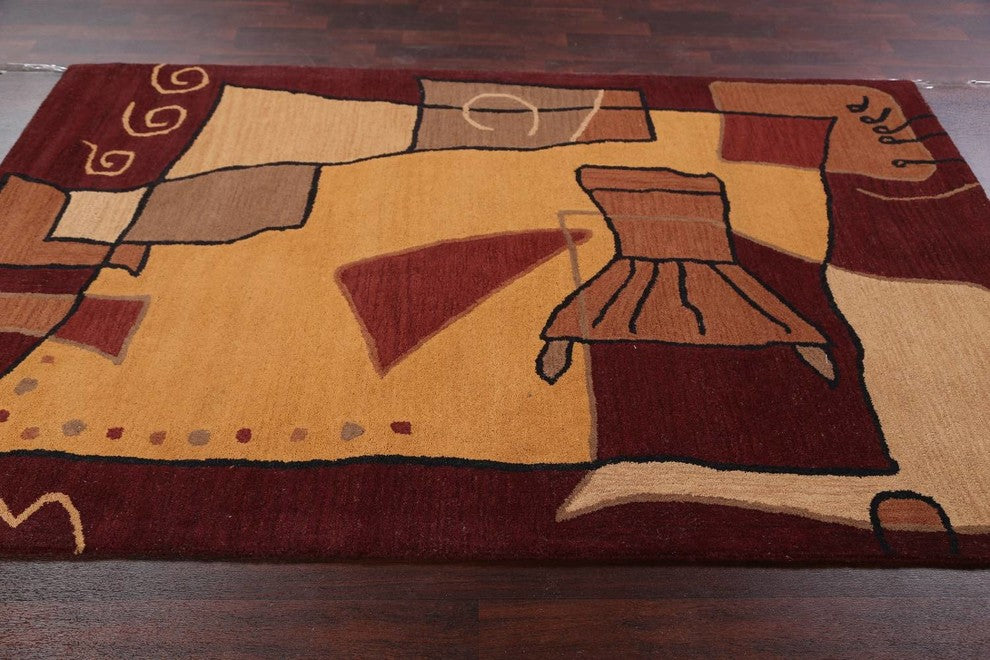 Transitional Hand-Tufted Indian Oriental Oriental Area Rug, Multi, 3x5'