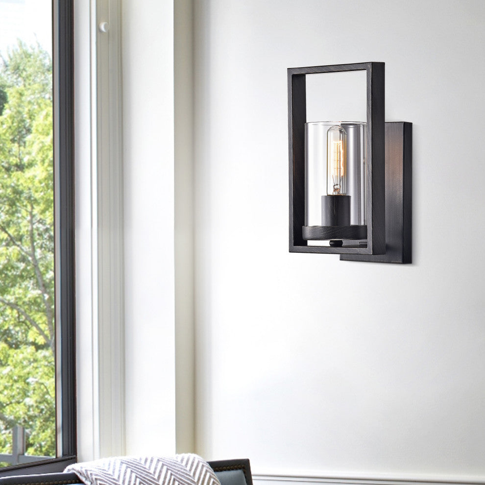 Daisy Antique Black Single Light Wall Sconce With Clear Glass