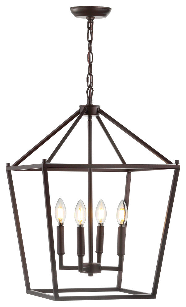 Pagoda Lantern Metal LED Pendant, Oil Rubbed Bronze, 16"