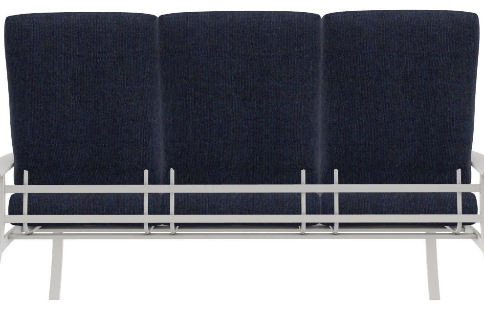Belle Isle Cushion 3-Seat Outdoor Sofa, Indigo/Snow