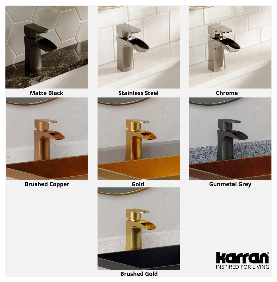 Karran KBF440 1-Hole 1-Handle Basin Faucet With Pop-up Drain, Gunmetal Grey