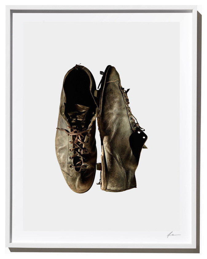 Vintage Baseball Cleats, Photograph,  White Frame, 14''x18''