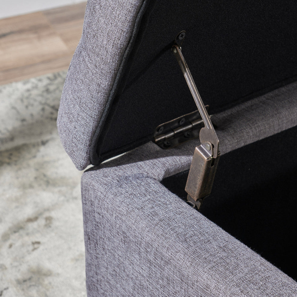 GDF Studio Sterling Fabric Tufted Storage Ottoman, Gray