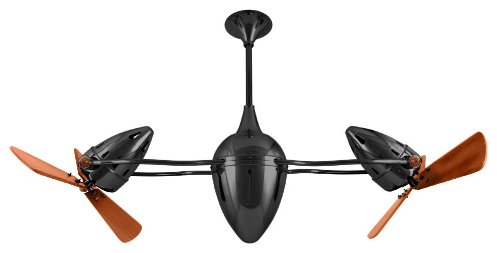 Ar Ruthiane Rotational Ceiling Fan With Mahogany Blades, Black Nickel