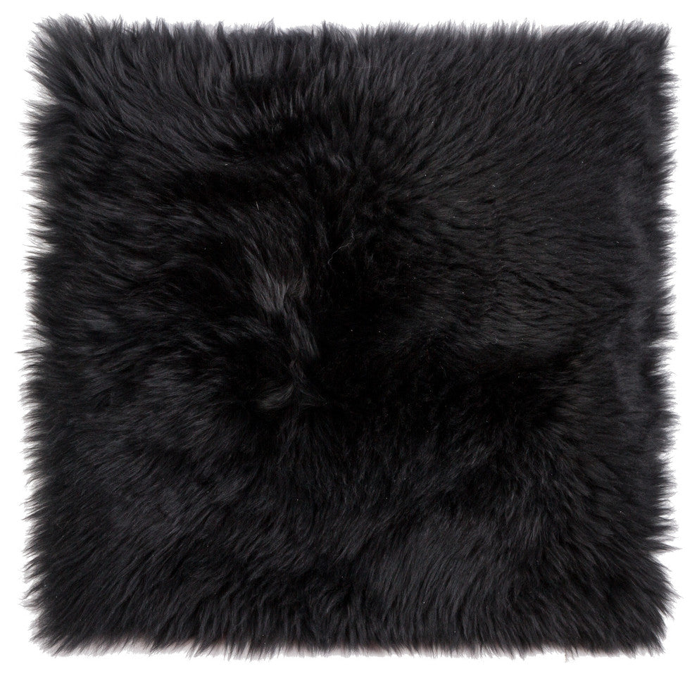 100% New Zealand Sheepskin Chair Seat Cover, 17"x17", Black