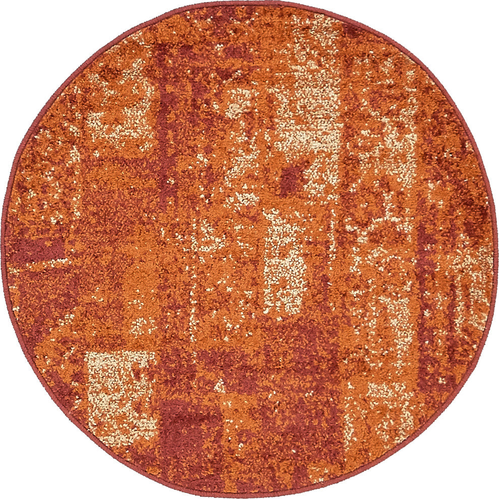 Unique Loom Terracotta Autumn Plymouth 3' 3 x 3' 3 Round Rug