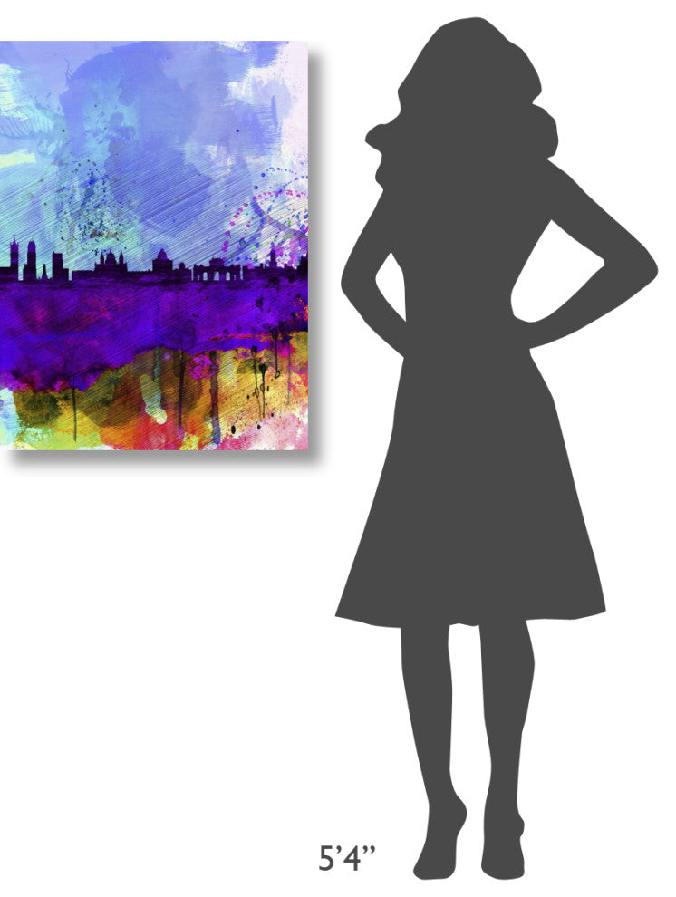 "Madrid Watercolor Skyline" Fine Art Print