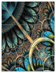 "Blue Brown Fractal Floral Pattern" Metal Wall Art, 3 Panels, 28"x36"