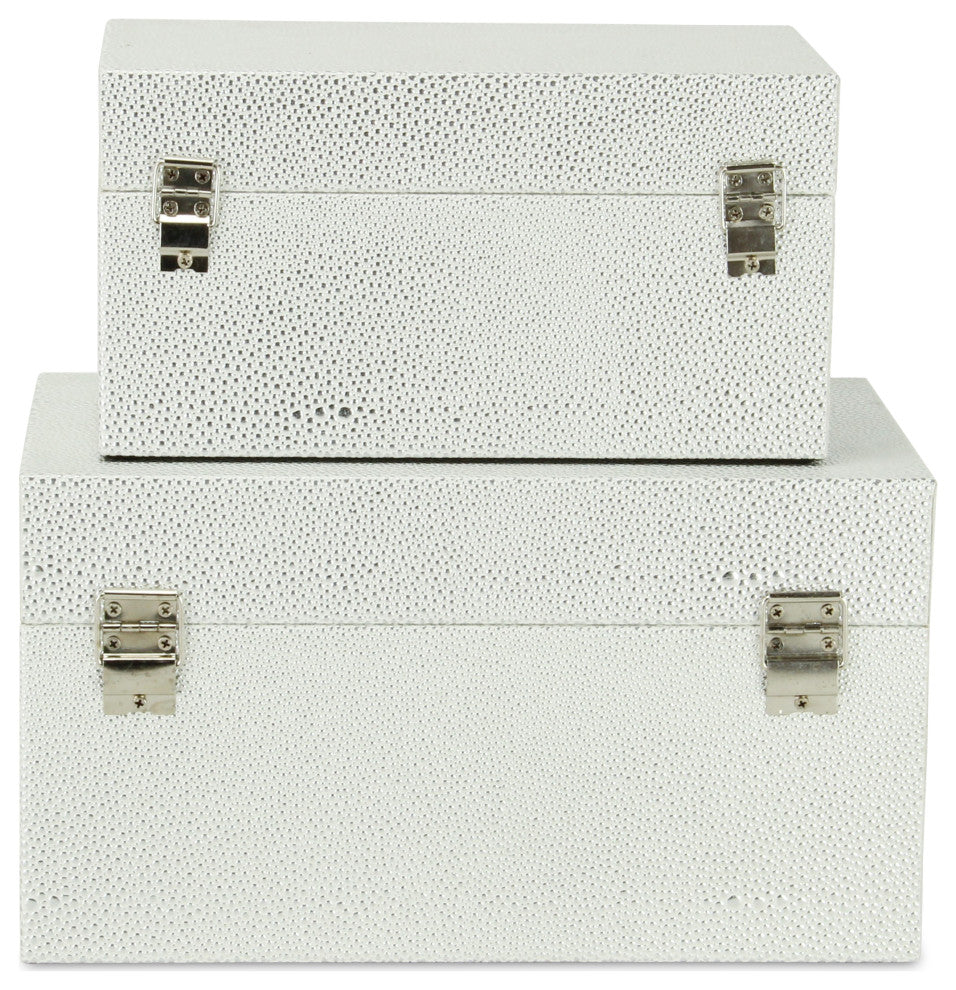 Galena "Double Happiness" Faux Shagreen Box Set, White Silver