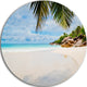 Summer Beach With Palm Leaves, Modern Seascape Disc Metal Wall Art, 23"