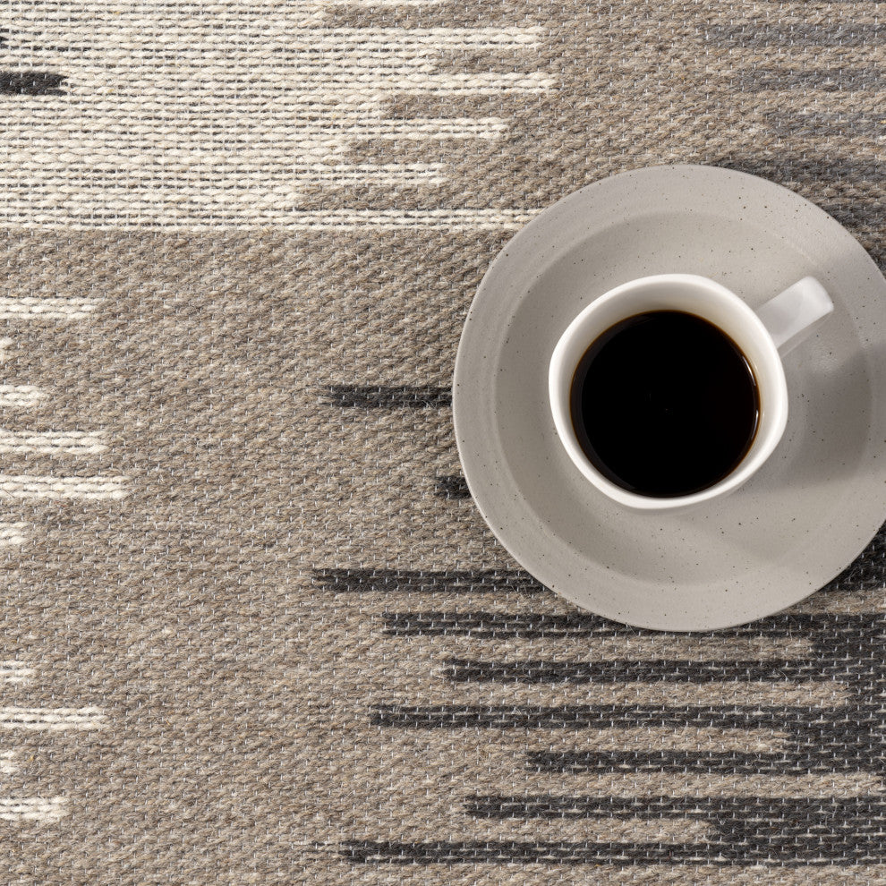 Memento Abstract Reversible Wool Area Rug, Charcoal 6' x 9'