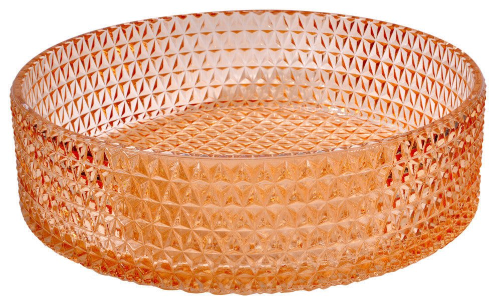 CastelloUSA Scotch Round Glass Crystal Bathroom Vessel Sink Basin, Orange, 16"