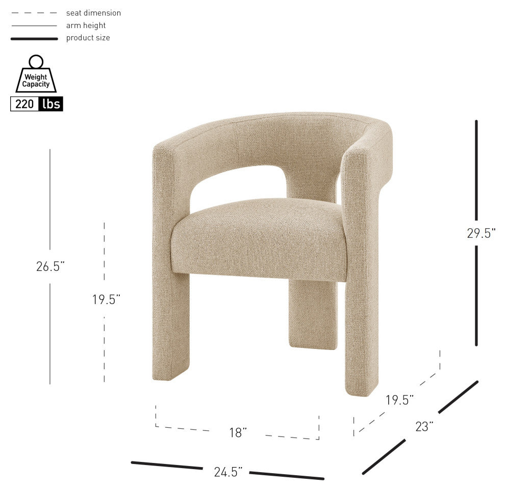 Sherlyn Dining Side Chair, Barley Beige, Fabric