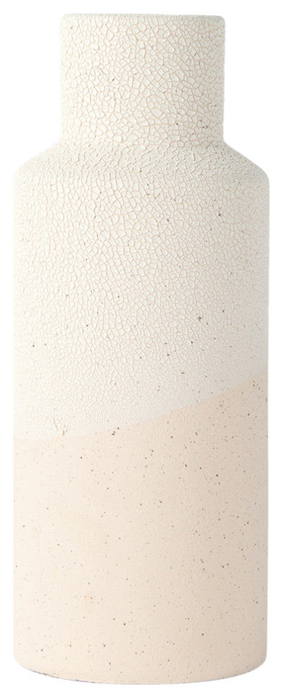 Salar Cream Gourd Style Crackled Ceramic Vase, 11"