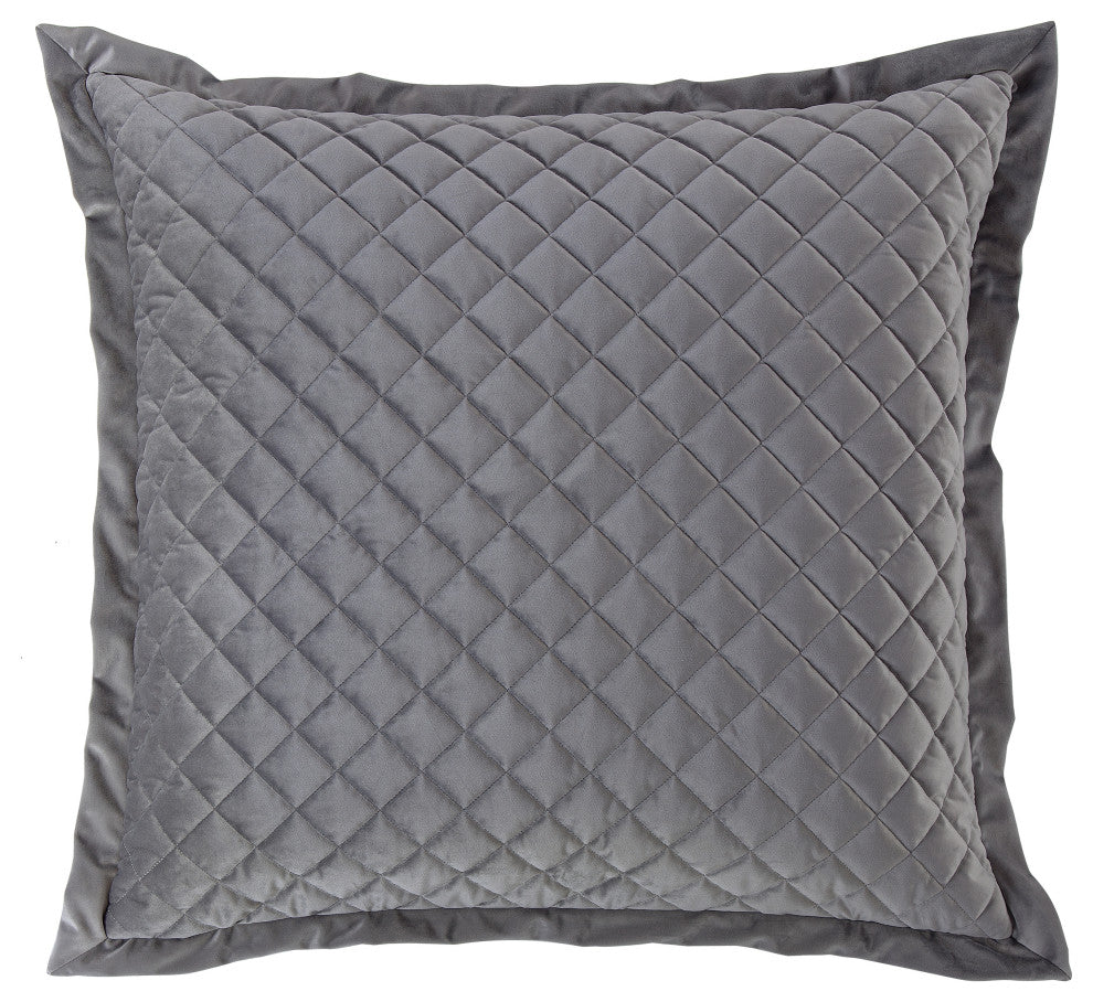 Velvet Euro Sham, 27"x27", Gray