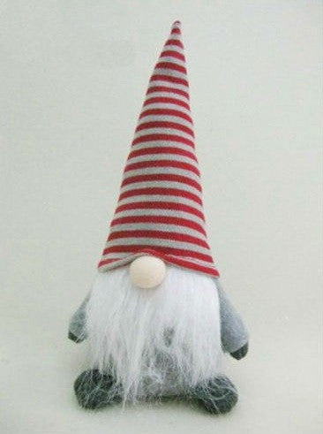 11" Plush Gray Gnome Friend With Red Stripe Cap