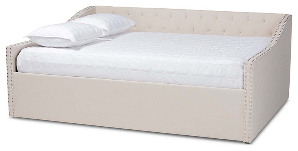 Elianna Fabric Upholstered Daybed, Beige, Queen
