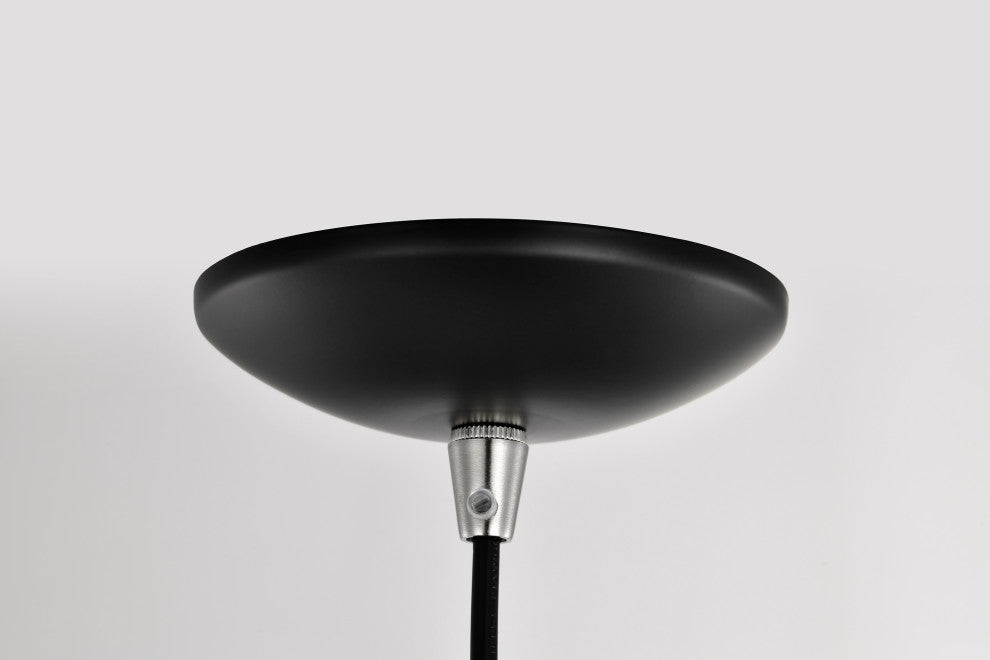 1-Light Matte Black and Brushed Nickel Pendant Light With Bowl Metal Shade