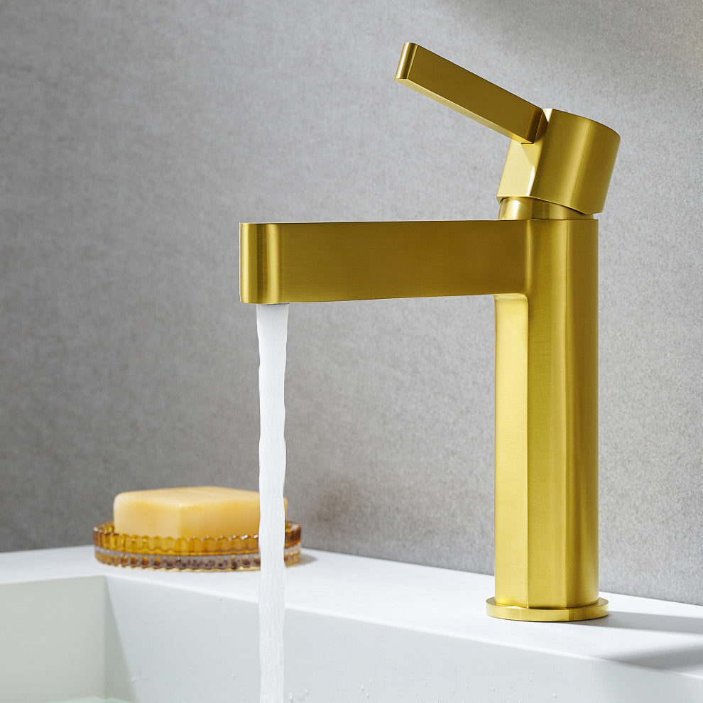 Stila Single Hole Single-Handle Bathroom Faucet, Brushed Gold