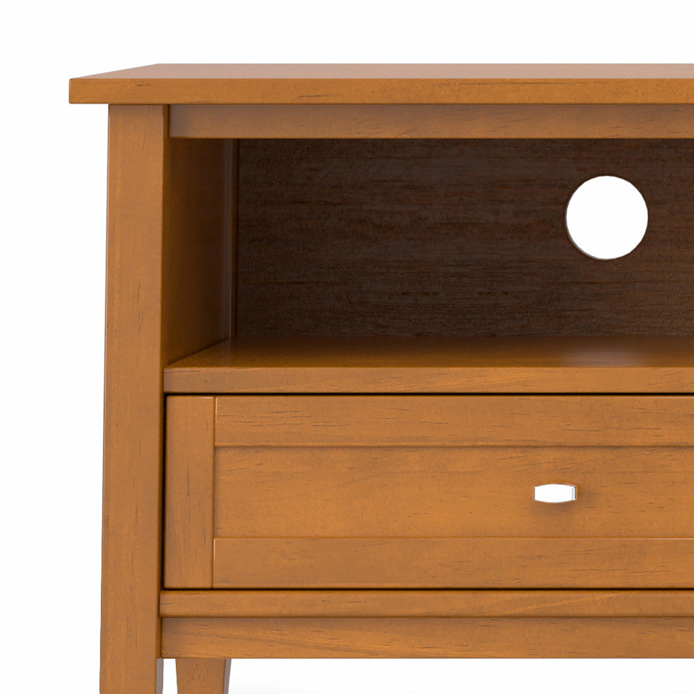 Warm Shaker SOLID WOOD 72" Low TV Media Stand For TVs up to 80", Light Golden Brown