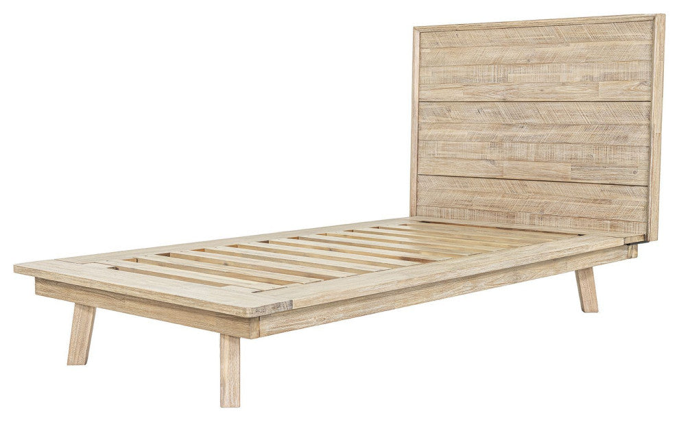 Gia Acacia Wood Panel Bed, Light Brown, Single