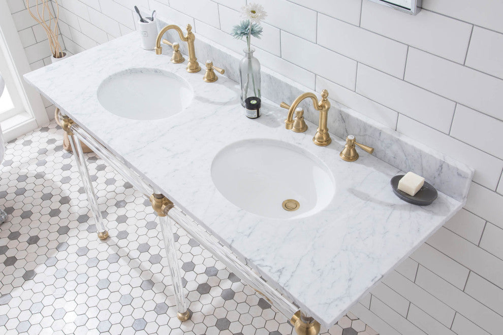 Empire 60" Wide Double Wash Stand, P-Trap, Countertop With Basin