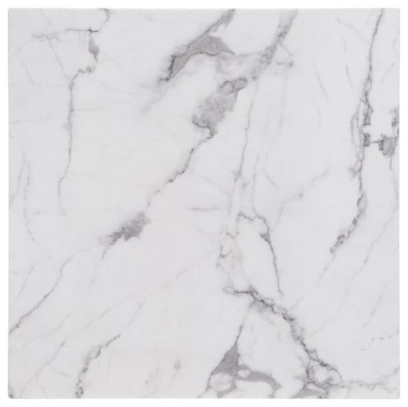 HomeRoots Modern Square White Marble Coffee Table