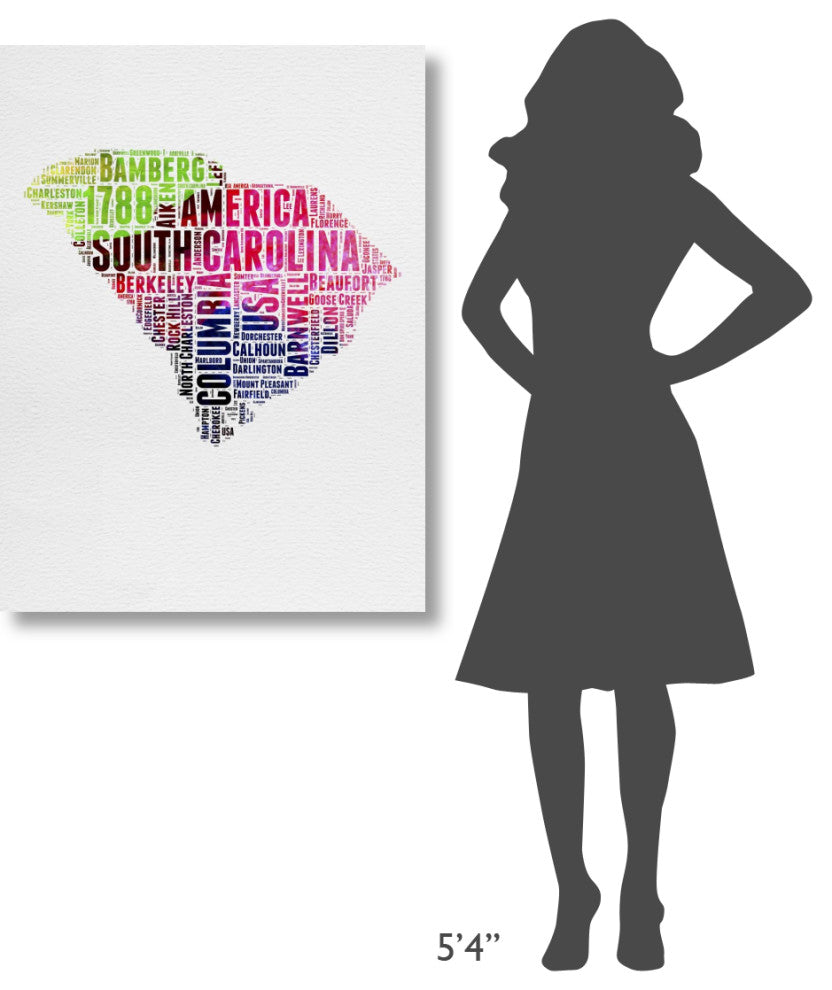 "South Carolina Watercolor Word Cloud" Fine Art Print