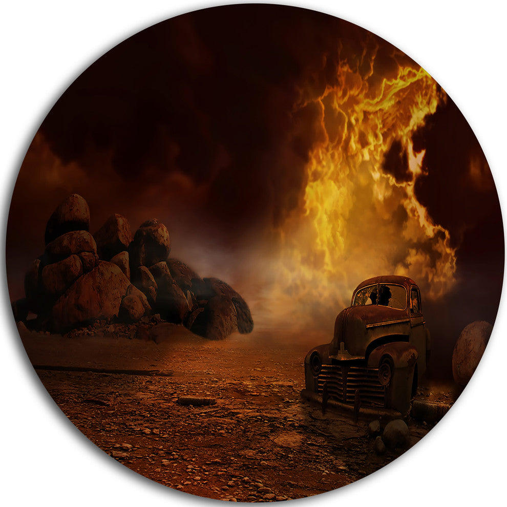 Everything To End, Abstract Digital Art Disc Metal Wall Art, 38"