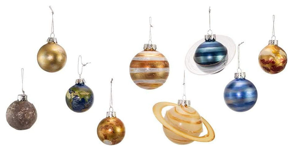 Kurt Adler 50-70MM Noble Gems Planet Solar System 9-Piece Set