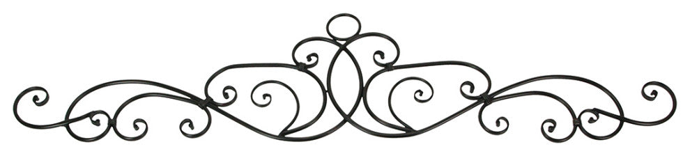 Antique Bronze Metal Elegant Scrolls Wall Pediment Set of 2