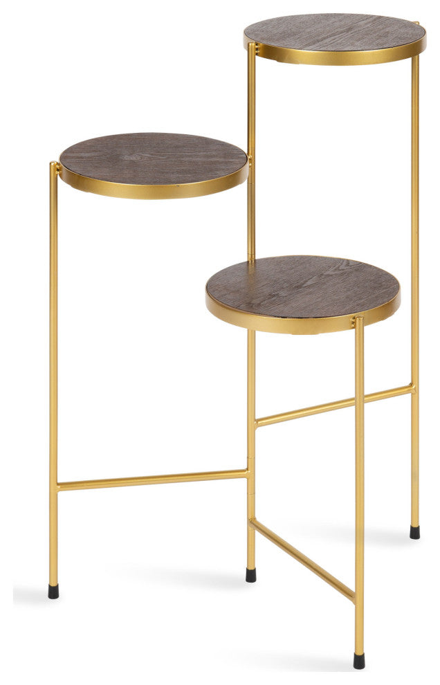Fields Tri-Level Metal Plant Stand, Walnut Brown 10x10x30