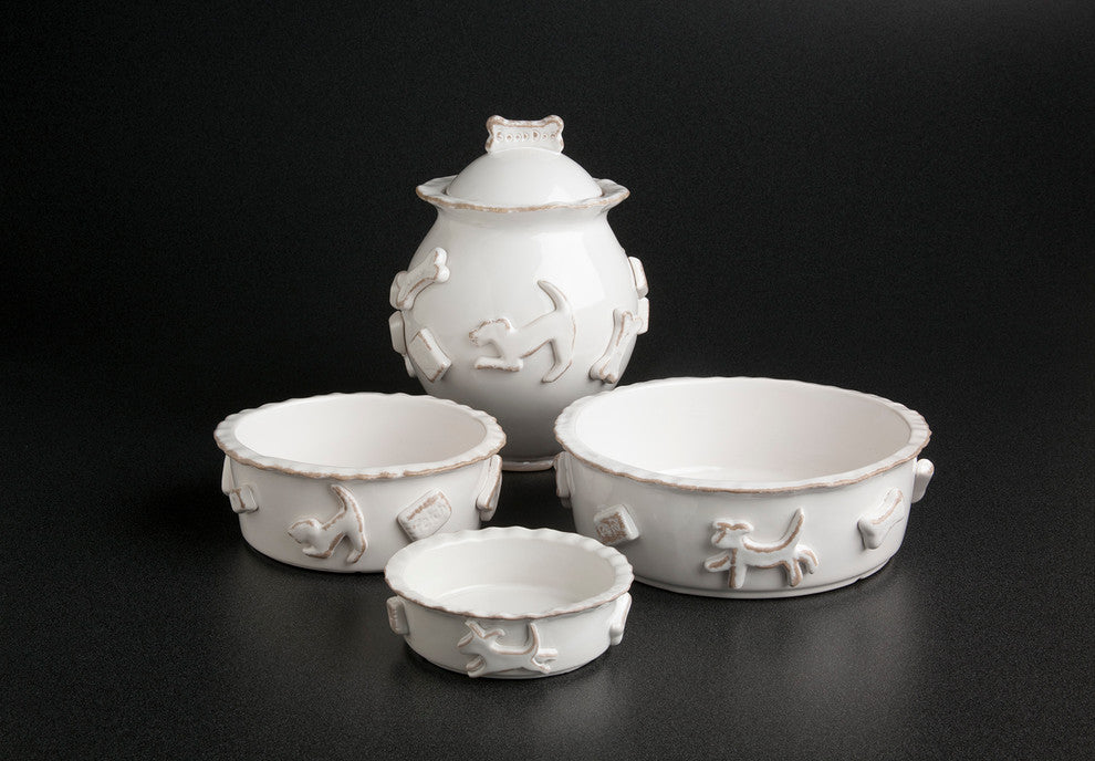 Dog Treat Jar, White