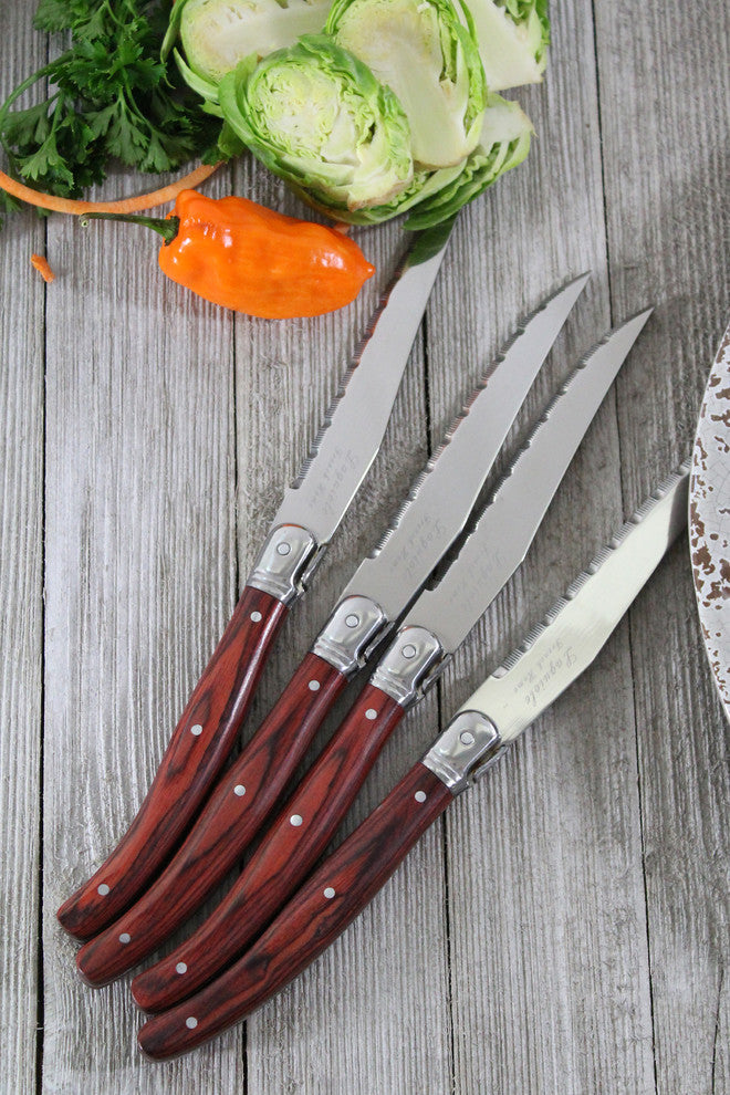 Laguiole Pakkawood Steak Knives, Set of 4