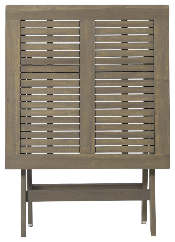 GDF Studio 3-Piece Versaille Outdoor Foldable Gray Acacia Wood Bistro Set, Gray