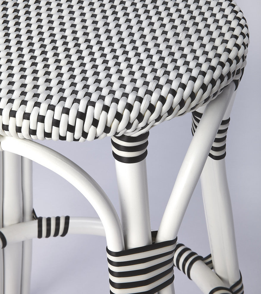 Butler Tobias Black and White Rattan Counter Stool